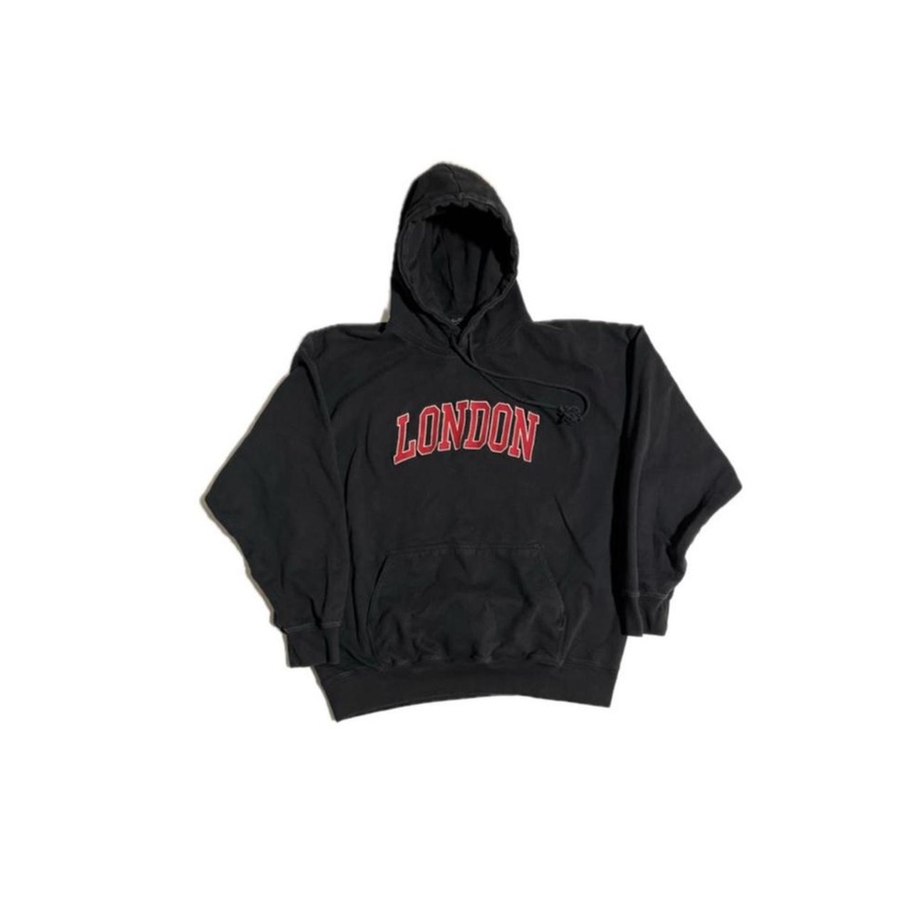 London Embroidered Zip Up Oversized Brandy Melville/John Galt Black Hoodie